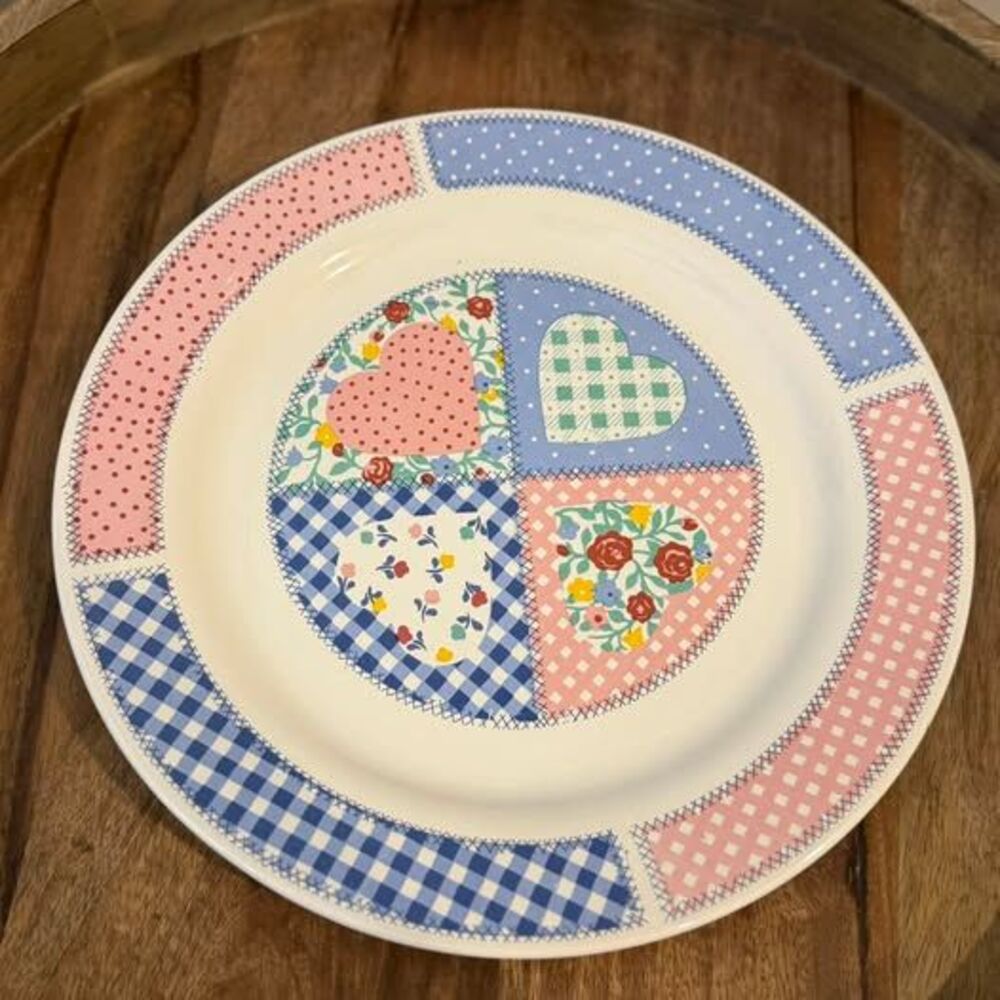 Tabletops Unlimited Patchwork Heart Dinner Plate